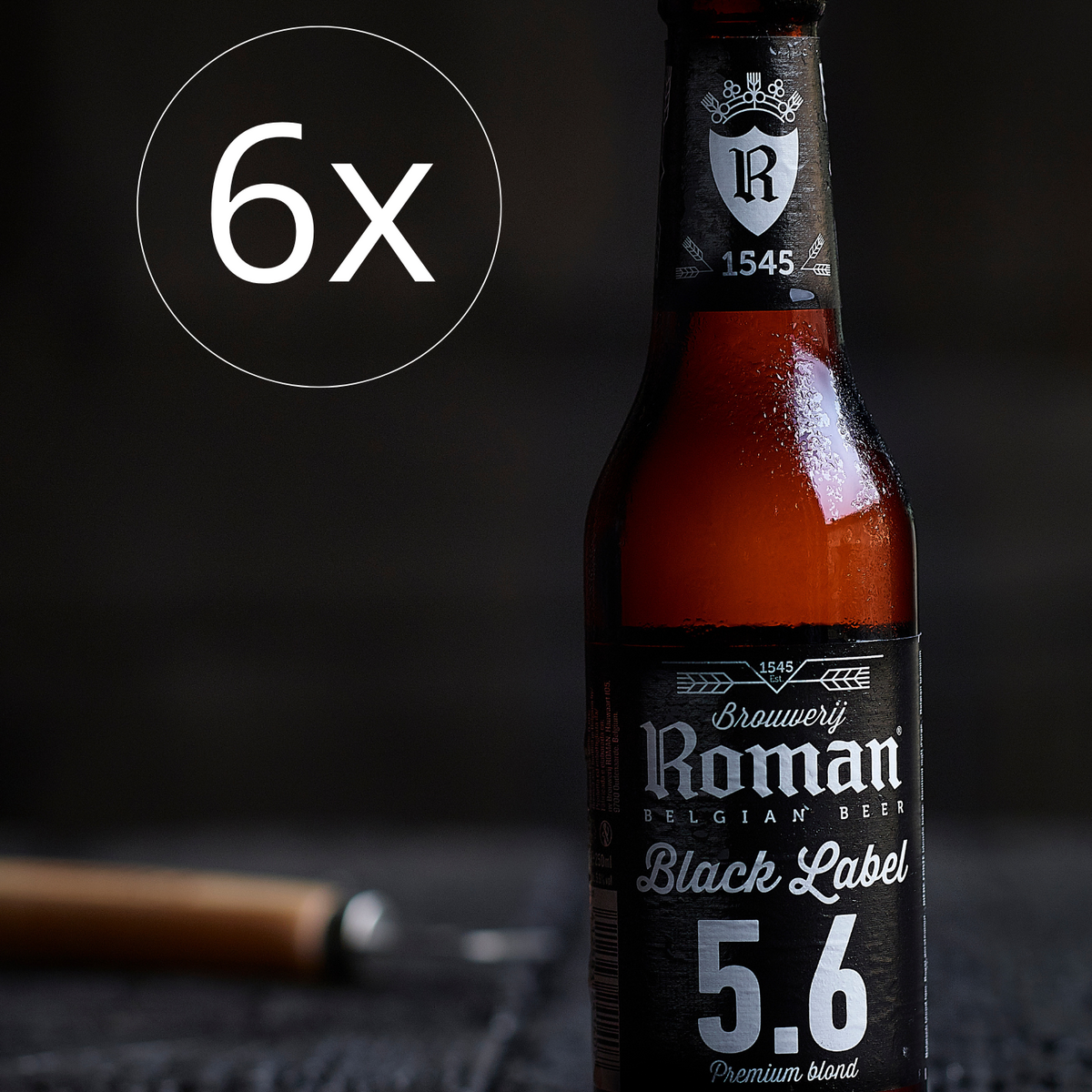 Roman Black Label glutenvrij bier (6 x 25cl) – Webshop Brouwerij Roman