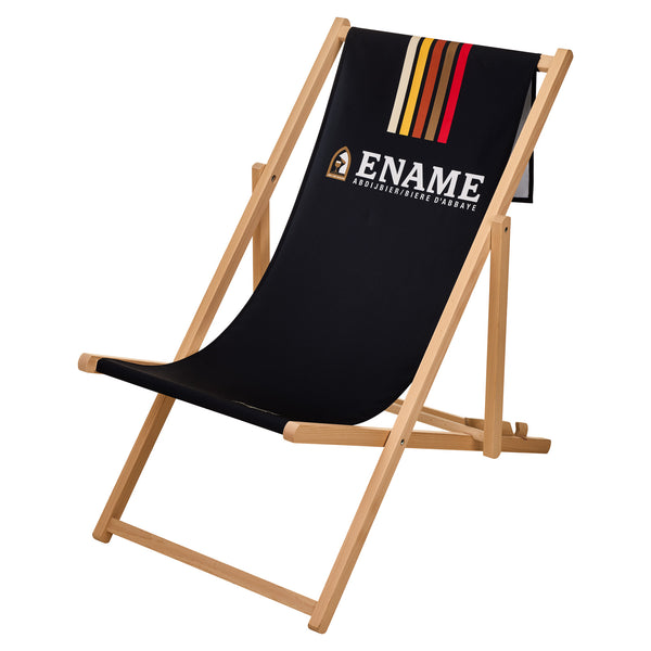 Stijlvolle Ename strandstoel met houten frame, ideaal voor gebruik op het strand of in de tuin