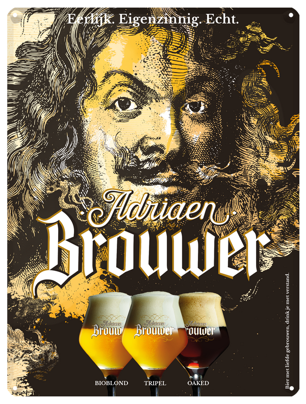 Adriaen Brouwer metalen reclamebord