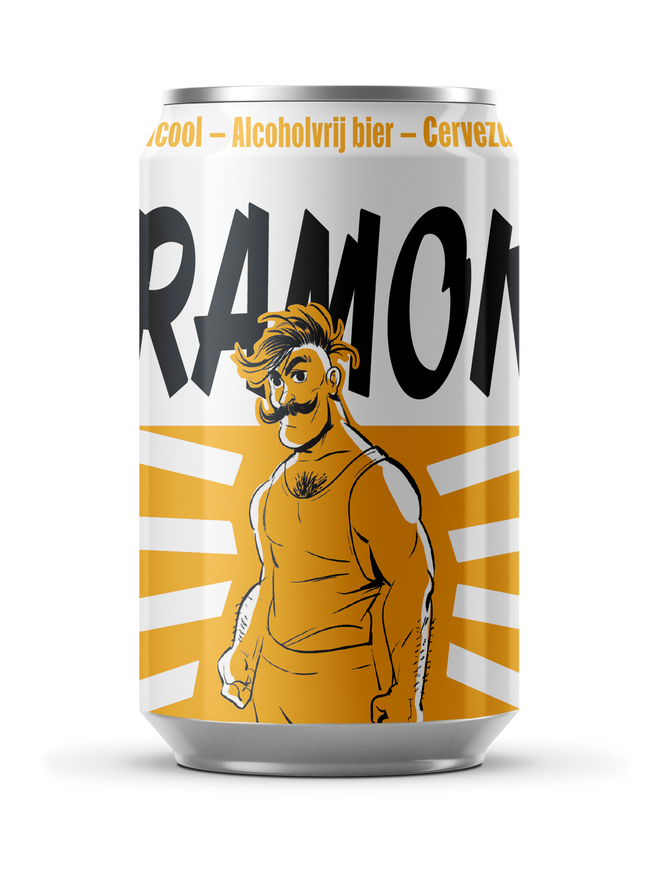 Ramon alcoholvrij bier Ramon blik, verfrissend alcoholvrij bier met 0,3% alcohol en 40% minder calorieën dan gemiddeld pilsbier.